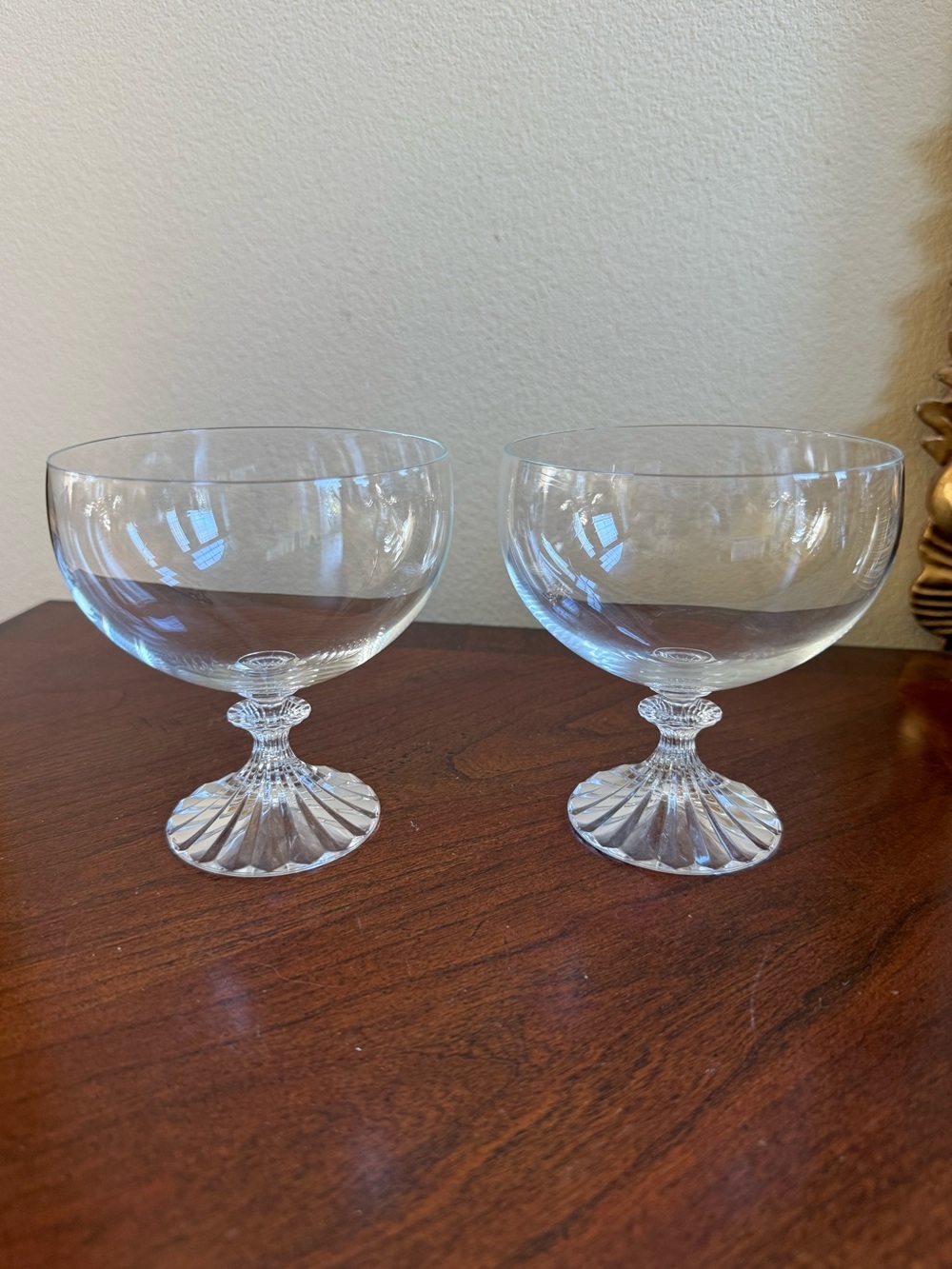 Pair of Mikasa - the Ritz pattern Champagne glasses